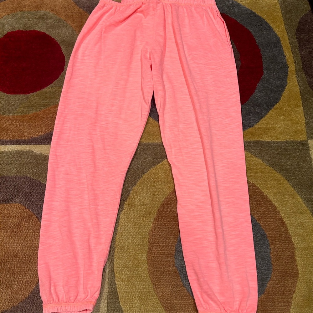 NWT Victoria’s Secret PINK Bright Coral Pink Thin Lightweight Jogger Pants Large - Picture 6 of 6